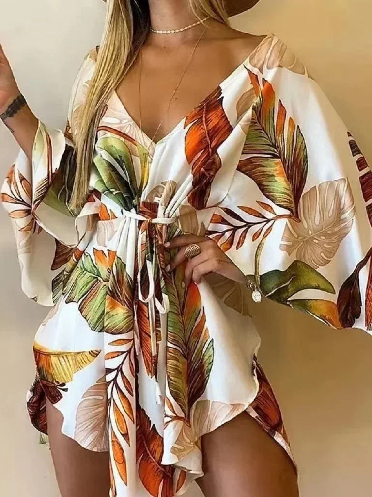 New summer beach elegant dress v neck