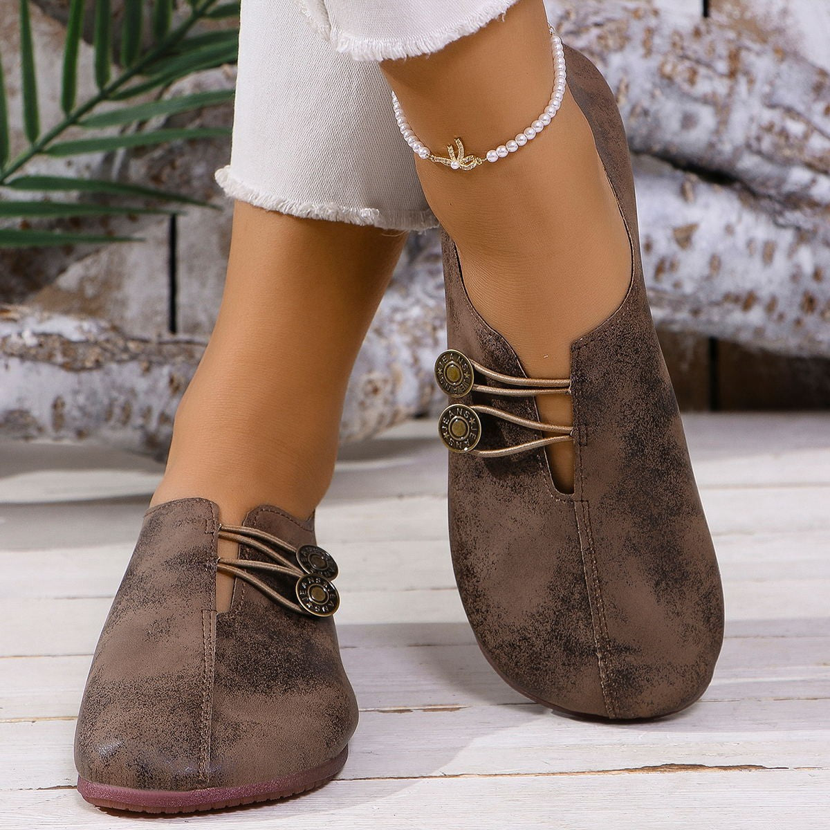 Women's Square-Toe Slip-On Flat Shoes