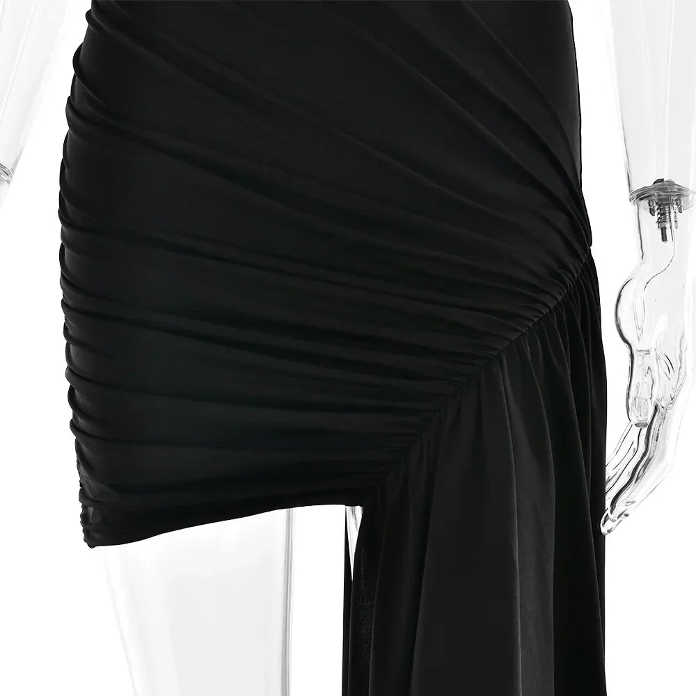 Irregular Pleated Mini Dress | Tassel Hem Streetwear Dress - Femstylo