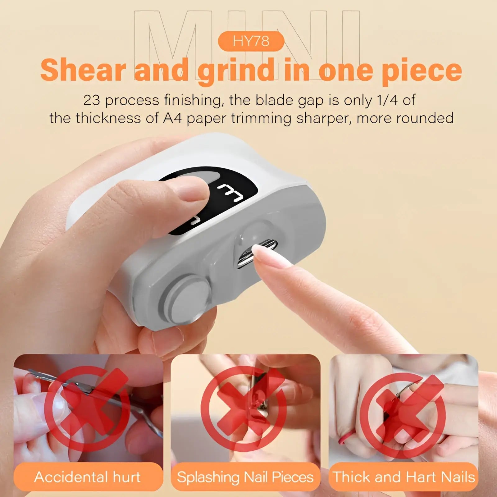 Electric Nail Clippers with Led Display and Trimmer
