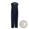 High Neck Navy Velvet Zip Front Maxi Dress