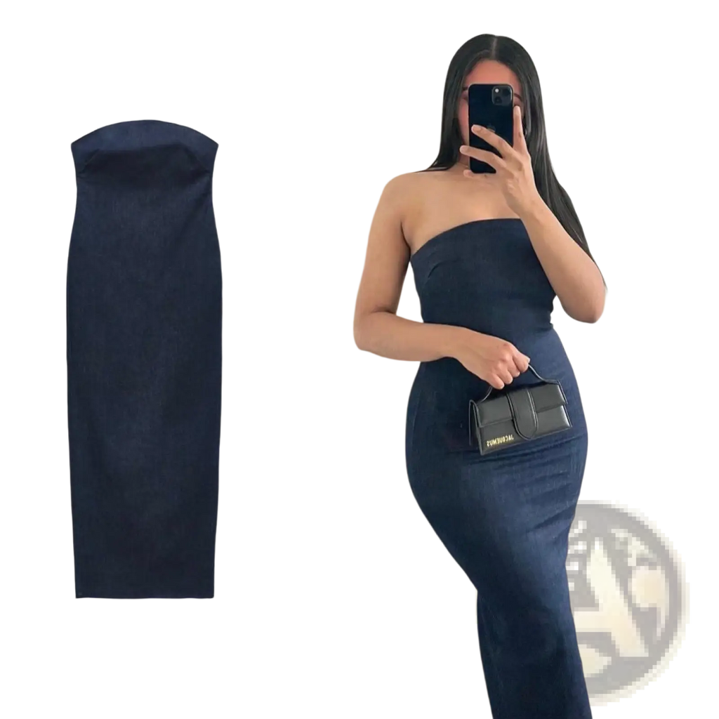 High Neck Navy Velvet Zip Front Maxi Dress