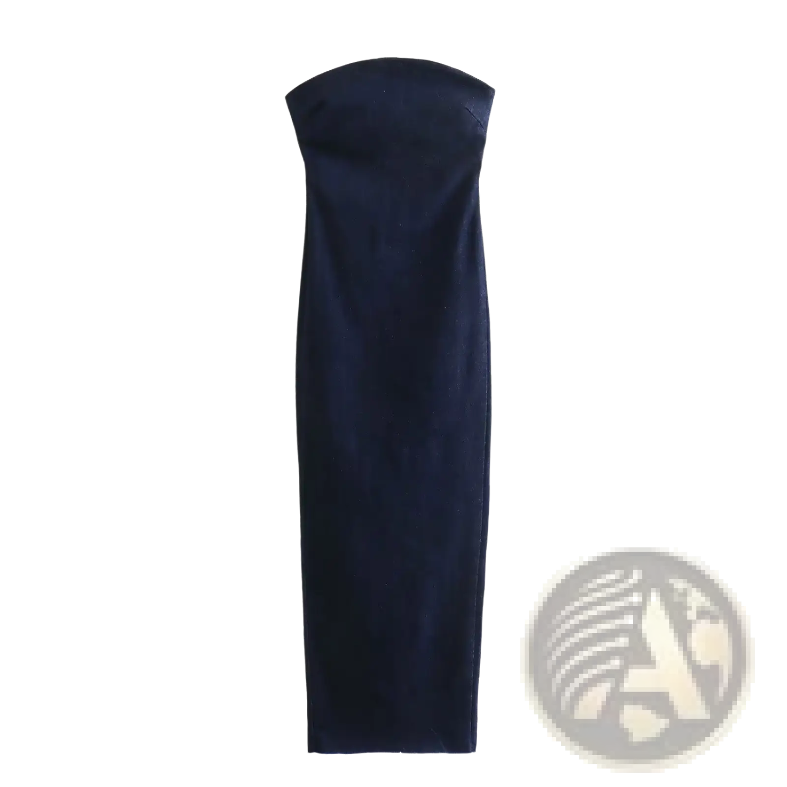 High Neck Navy Velvet Zip Front Maxi Dress